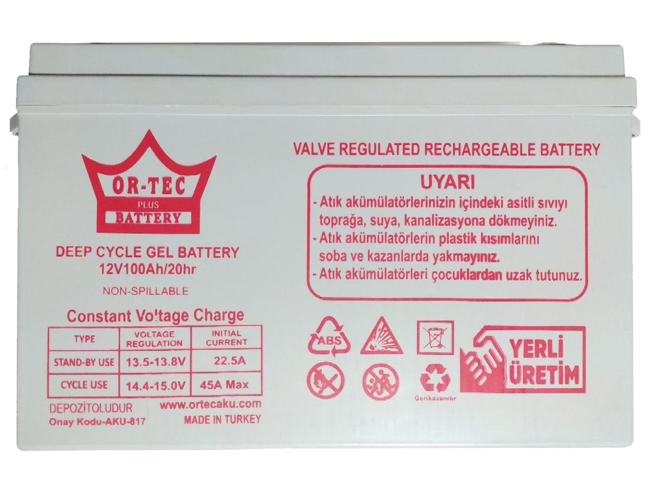 Акумулятор гелевий OR-TEC 12 В 100 Аг (00-00000534)